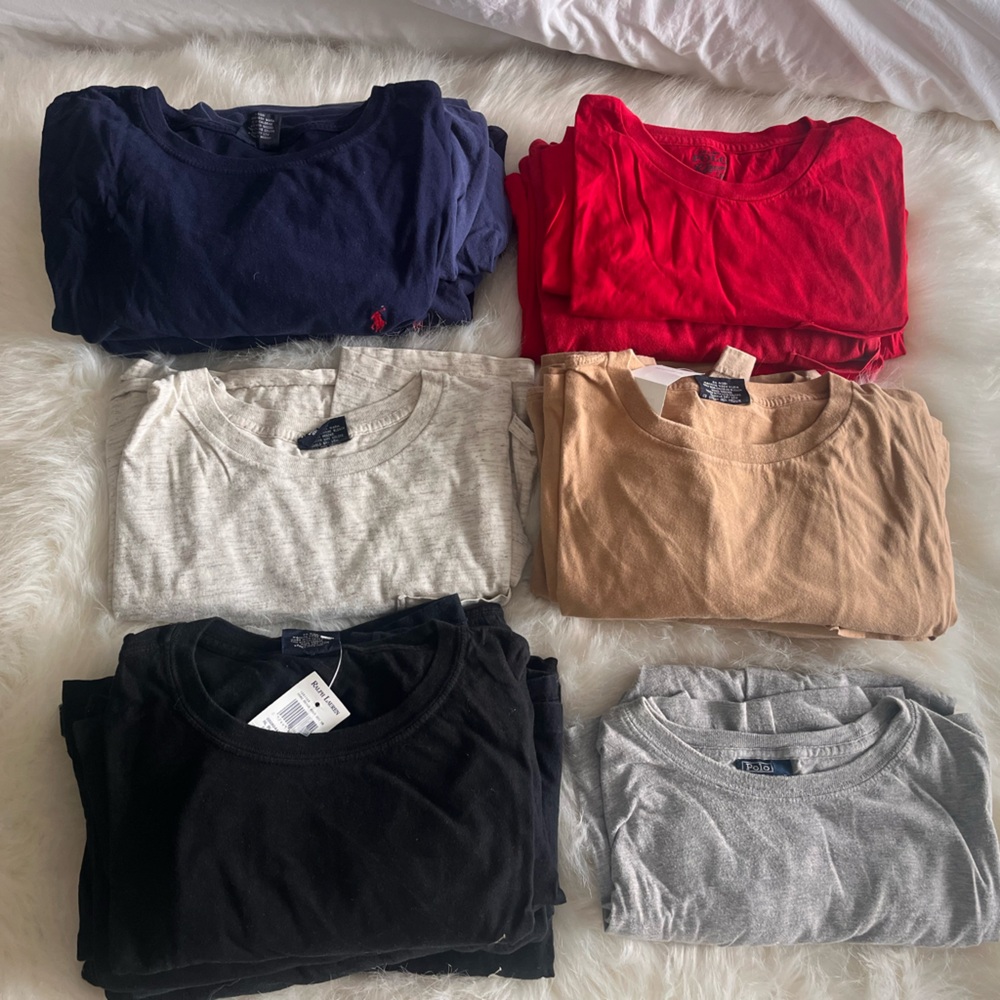 Men’s Ralph Lauren Polo T shirts. Size large. 1 Burberry t shirt runs small